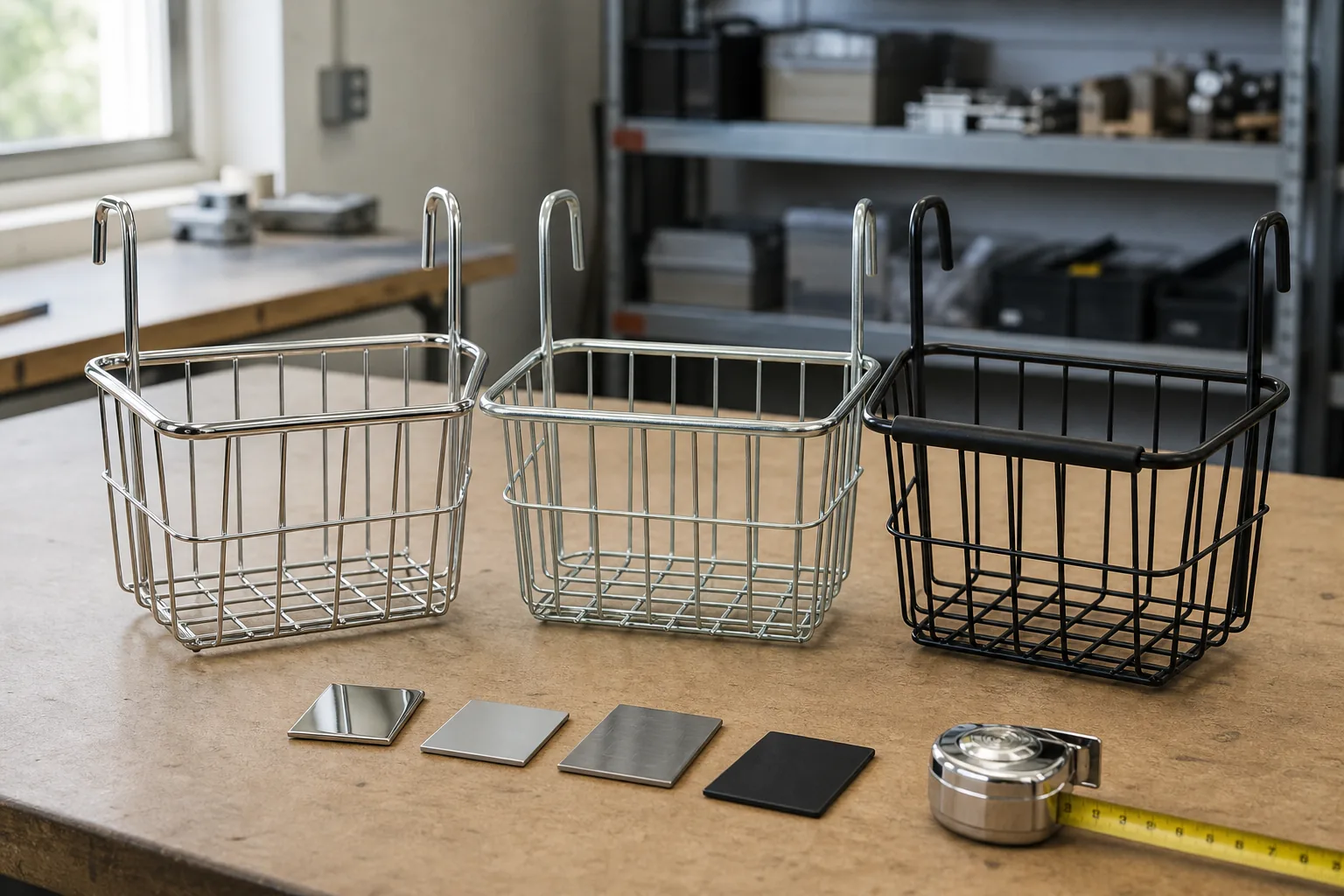 Comparison of an existing wire basket in different finishes and details