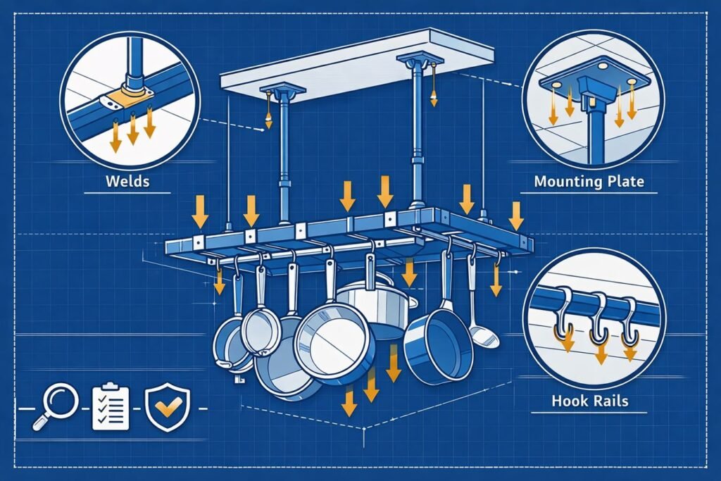 How to Specify a Ceiling-Mounted Saucepan Rack for OEM: Drawings, CTQs, Load Tests, and Packaging Rules