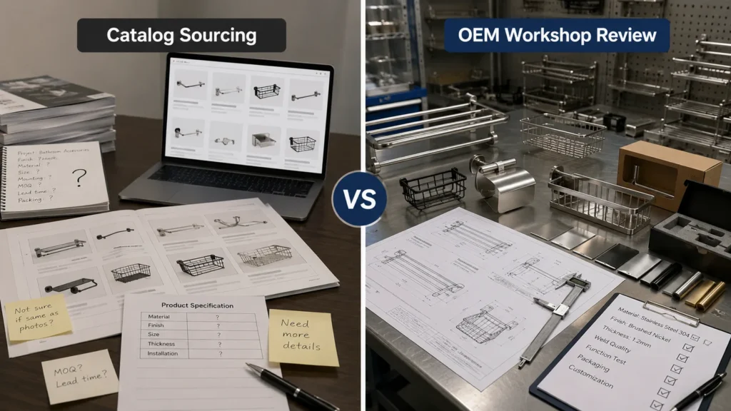 Comparison of catalog sourcing and direct OEM bathroom hardware workshop review