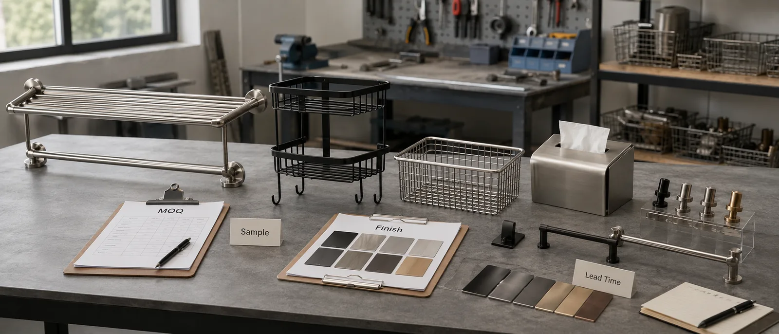 Small batch OEM hardware samples reviewed for bathroom storage buyers