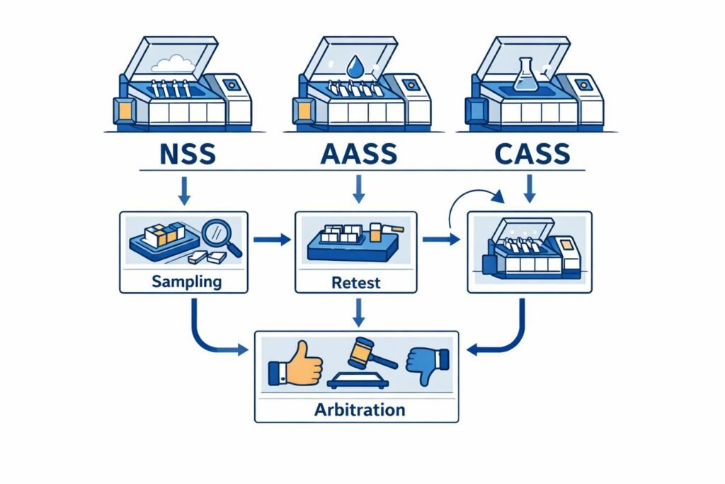 Salt Spray Testing in Your Purchase Order: NSS vs AASS vs CASS, Hours, Sampling, Retest & Arbitration (Bathroom Hardware)