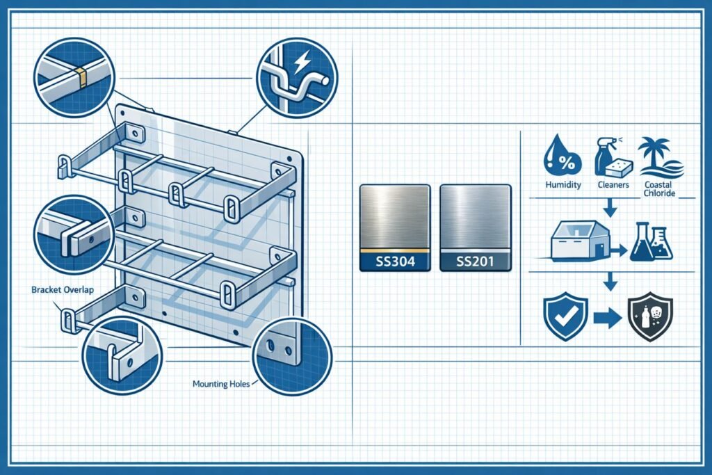 SS304 vs SS201 Wall Mount Bottle Rack: Corrosion Test Protocol + OEM Buyer Spec Playbook (2025)