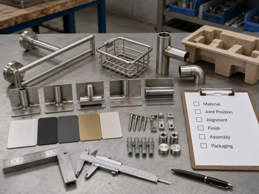 Buyer checklist for welded bathroom hardware sample approval