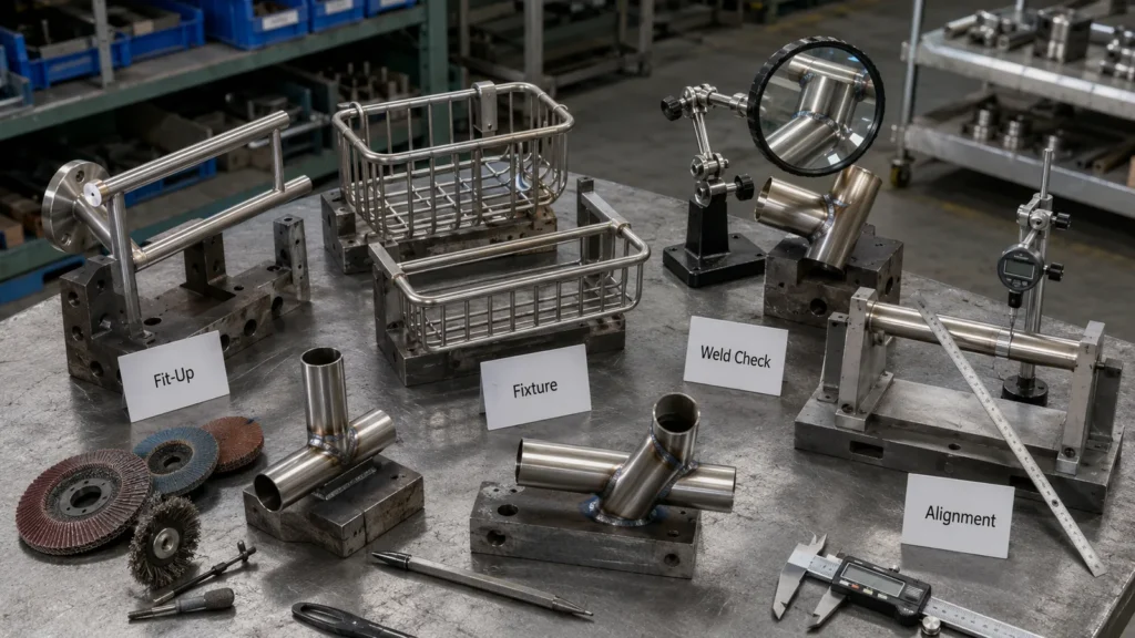 Bathroom hardware welding joint and fixture inspection