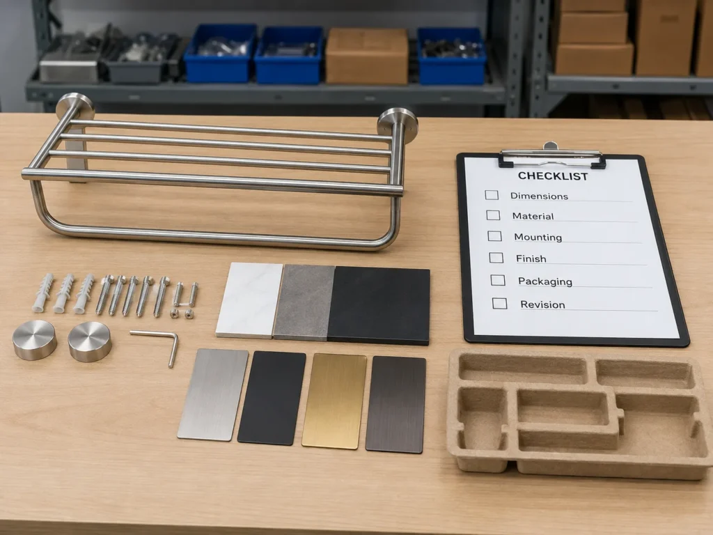 Buyer checklist for custom towel rack sample approval