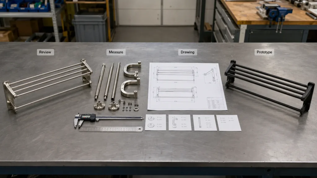 Towel rack sample development from physical reference to prototype