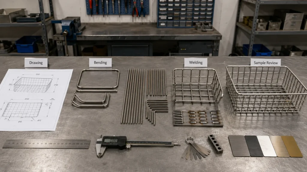 Custom wire basket sample development and welding-point review