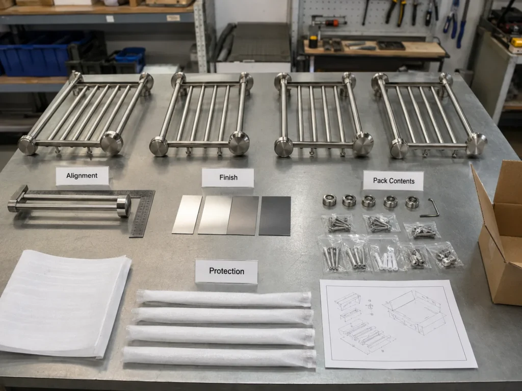 Bathroom hardware batch quality and protective packaging inspection