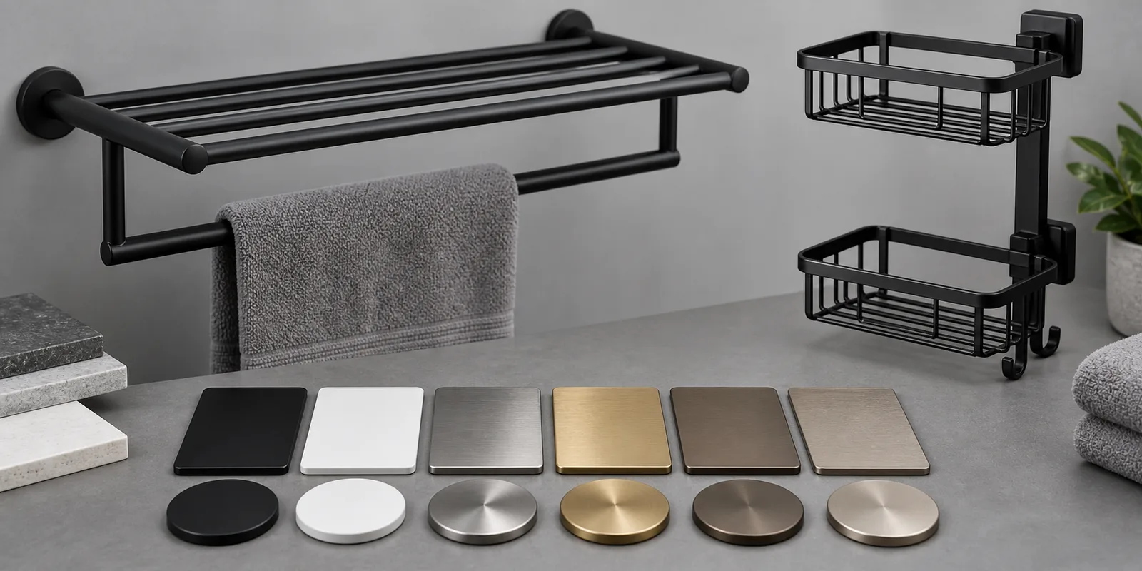 Bathroom hardware finish sample approval with product and surface finish references