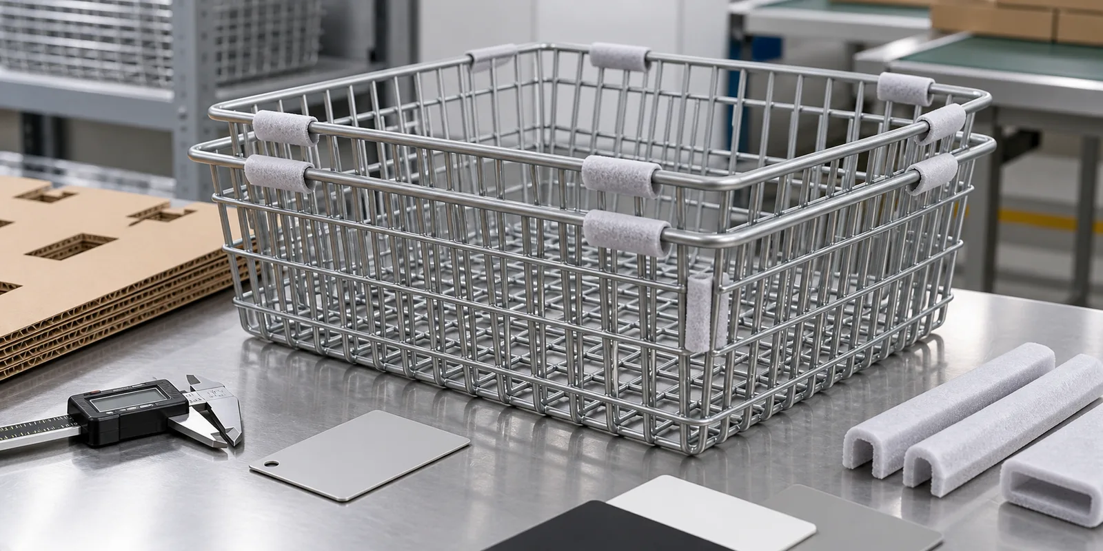 Nested wire baskets reviewed for rim contact clearance and finish protection