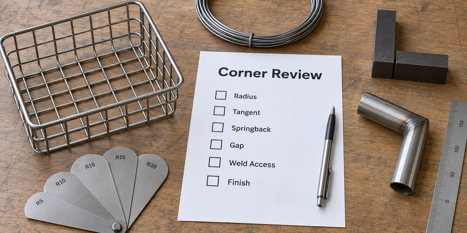 Buyer review of wire basket radius, corner gap, weld access and usable storage space.