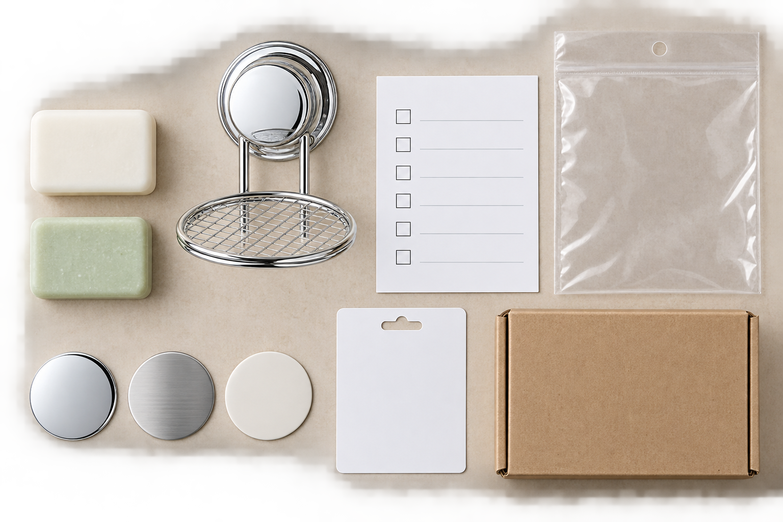 Private-label buyer checklist for suction soap dish size, drainage, finish and packaging.