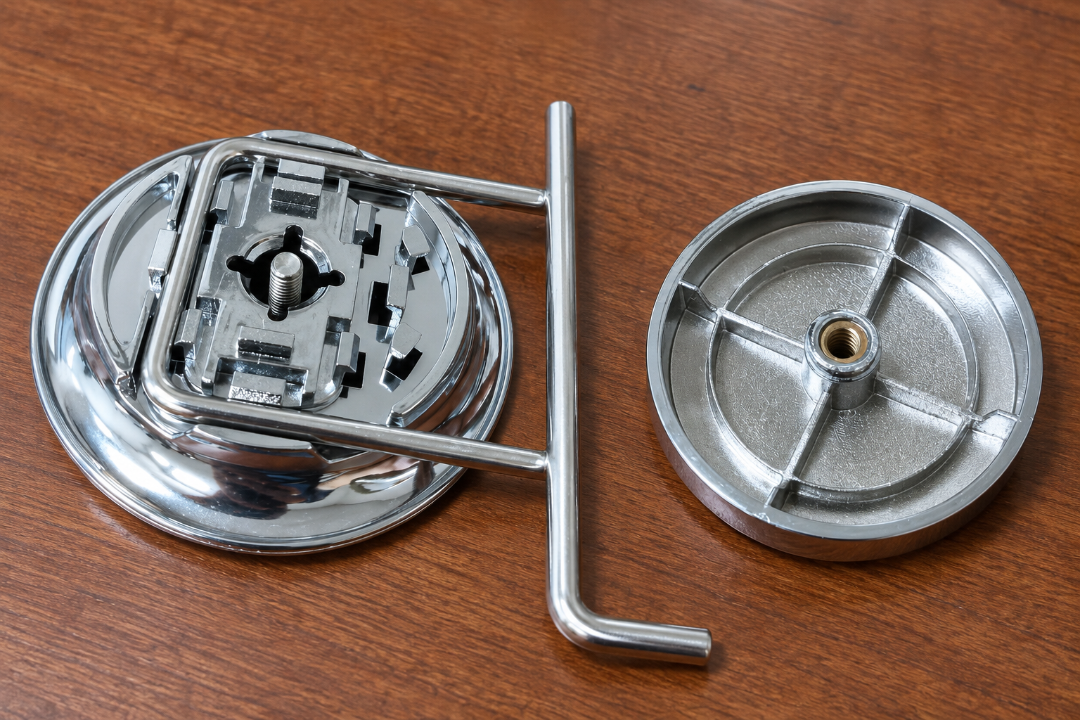 Koitor tissue-holder wires seated in suction base retainers beside cup stud and front cover.