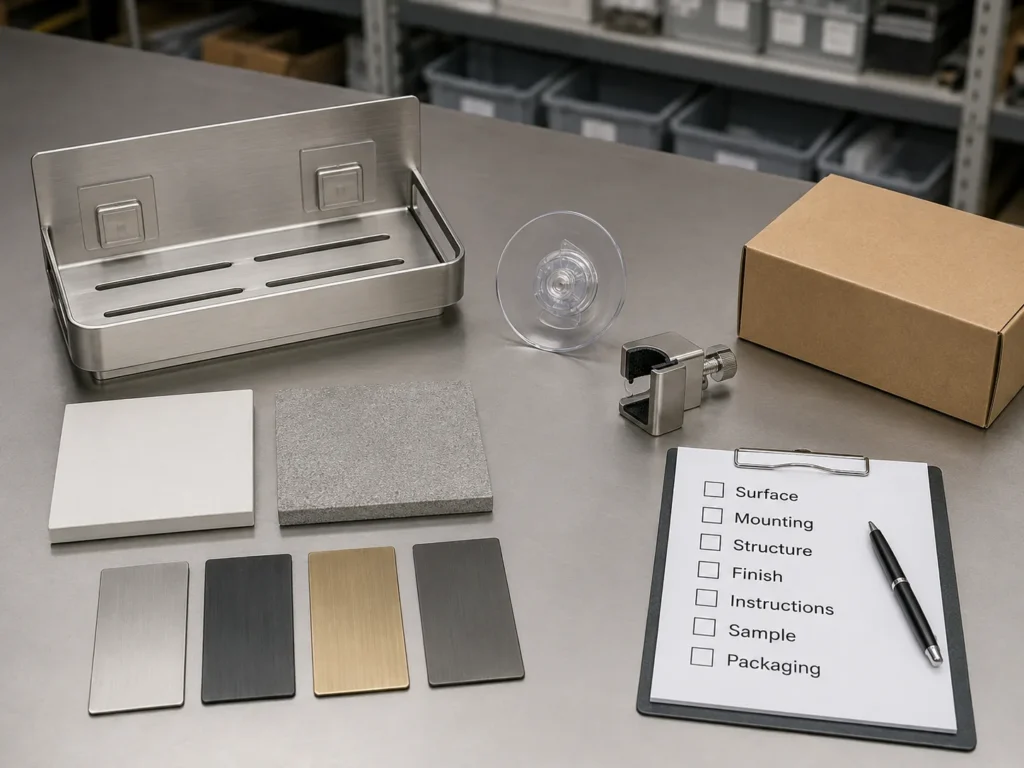 Buyer checklist for no-drill bathroom accessory OEM development