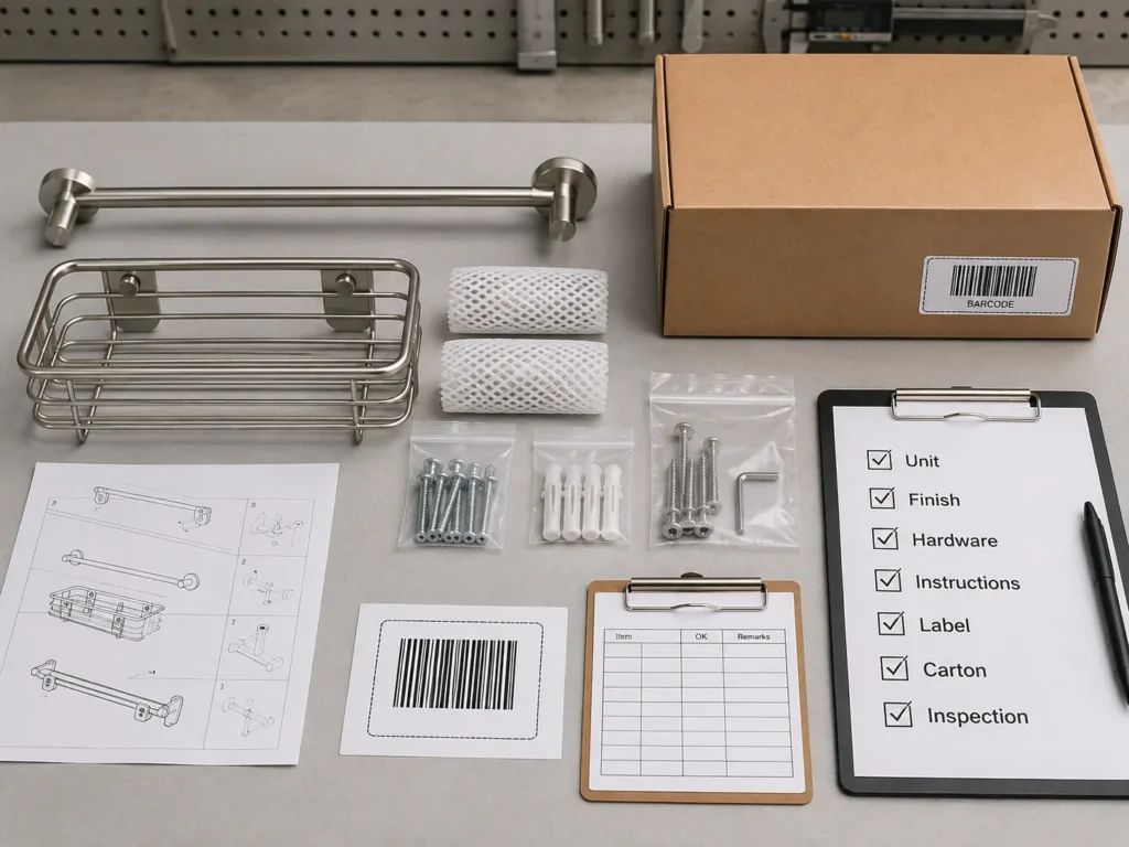 Buyer checklist for Amazon FBA bathroom hardware packaging development