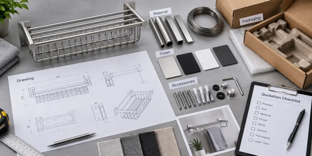 OEM hardware quotation checklist with product and packaging samples
