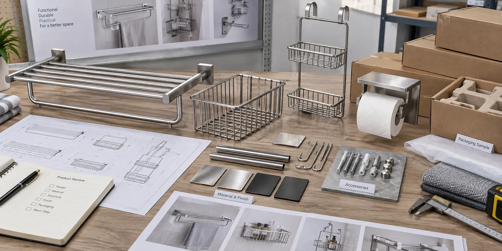 OEM hardware samples, drawings and packaging prepared for quotation review