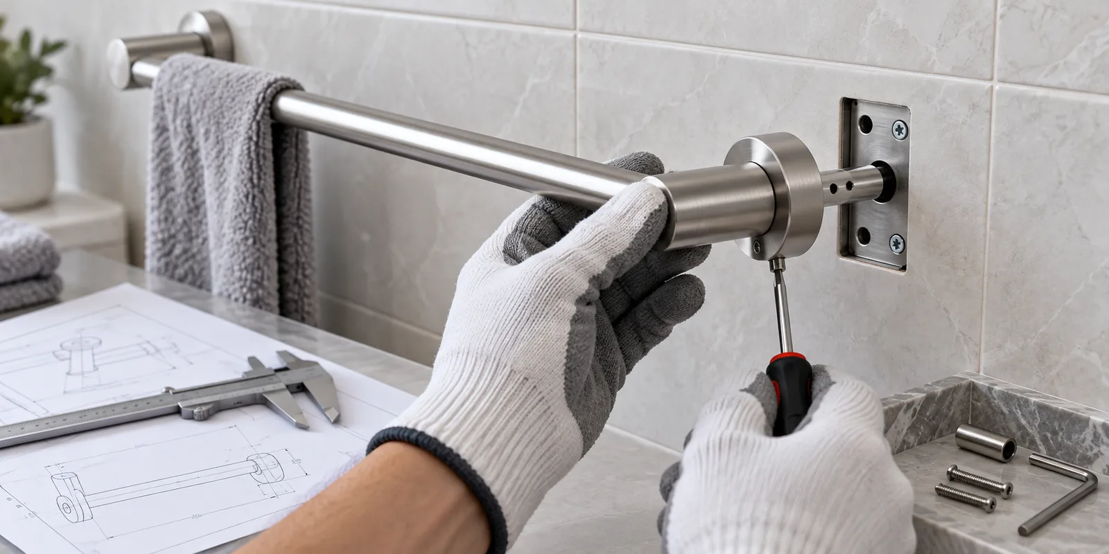 Towel rack bracket sample installation and tool access review