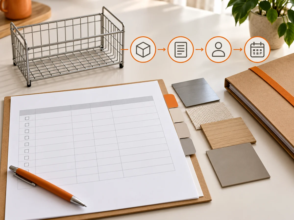 Importer worksheet connecting a metal storage SKU and revision to supplier evidence, data owner and review date.