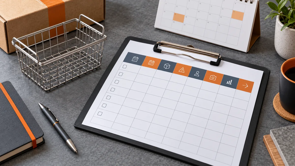 Buyer checklist for planned and actual milestones, blockers, evidence and next actions.
