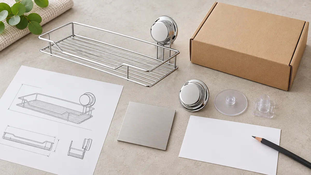 Metal hardware reorder review with product reference, finish sample, mounting parts and packaging