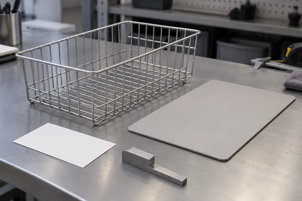 Buyer inspection setup documenting basket revision, insert coverage, drawer clearance and accessory supplier responsibility.
