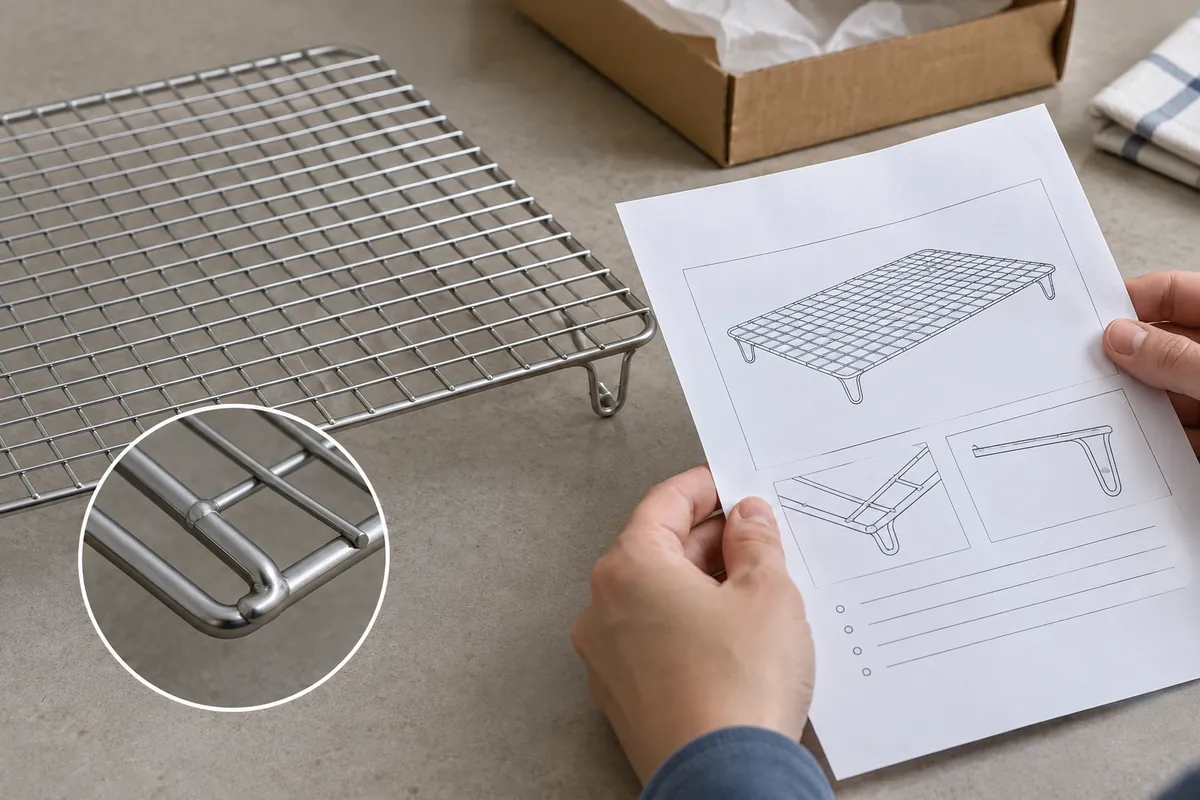 Buyer checking whether a product instruction sheet names oven and broiler use