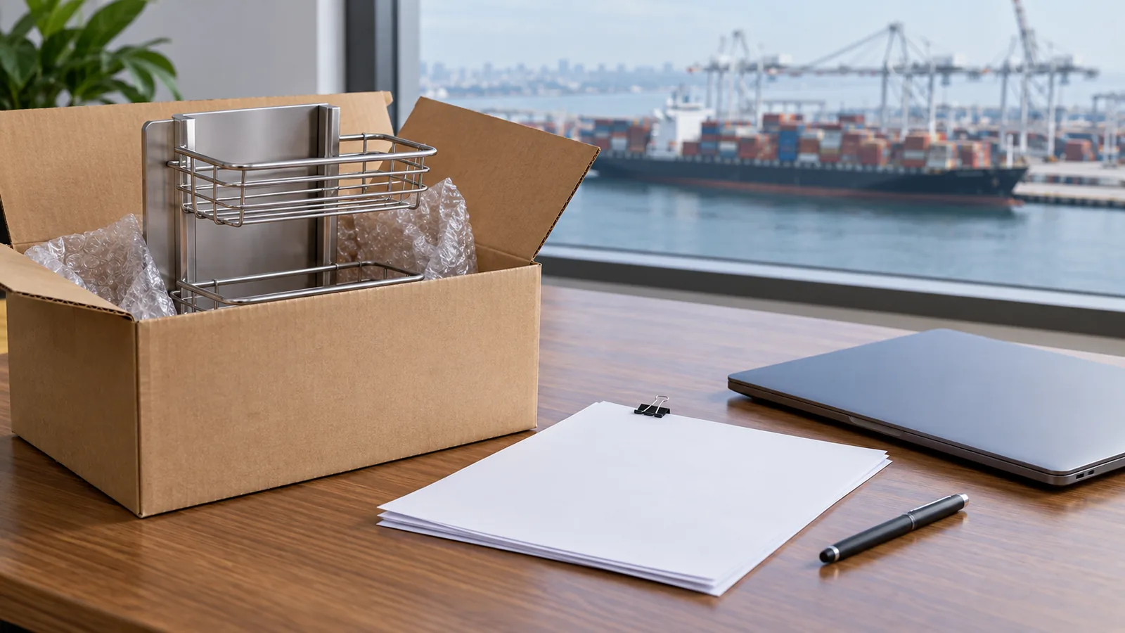 Hardware importer reviewing company identity and shipment preparation records