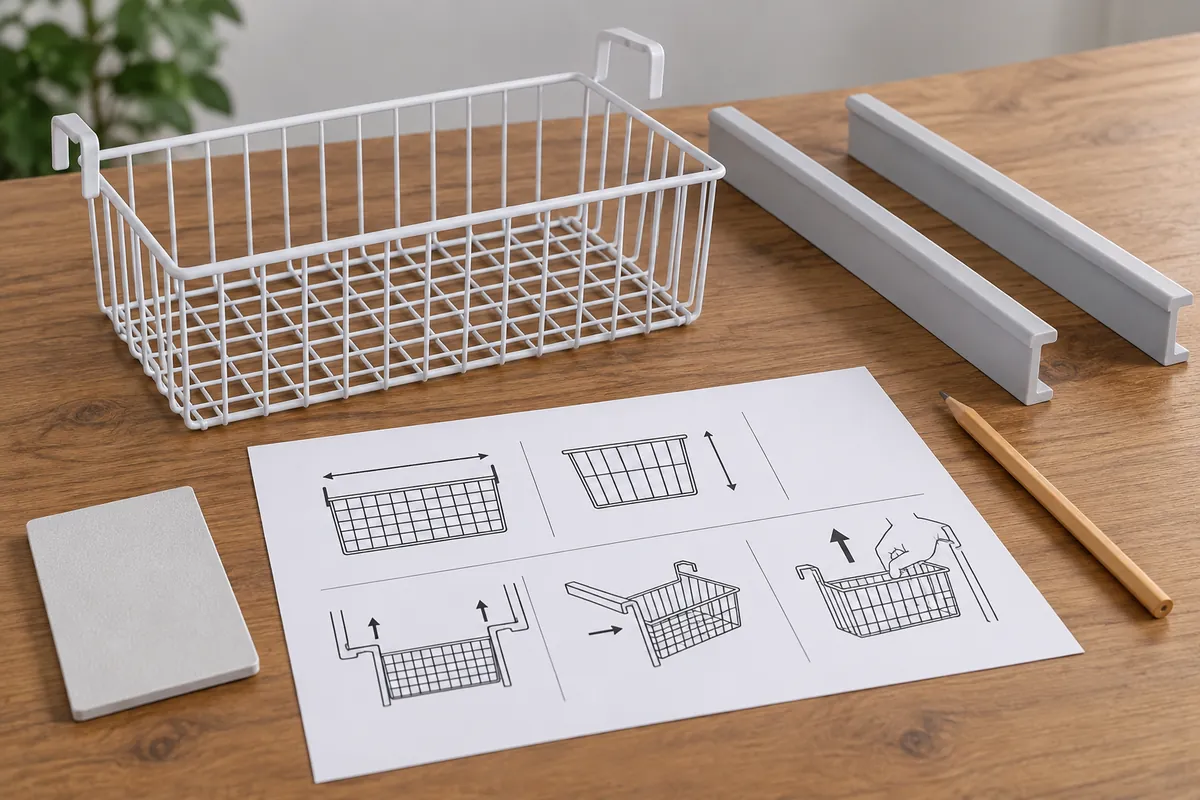 Buyer checklist scene for freezer basket support spacing, orientation, clearance and removal review