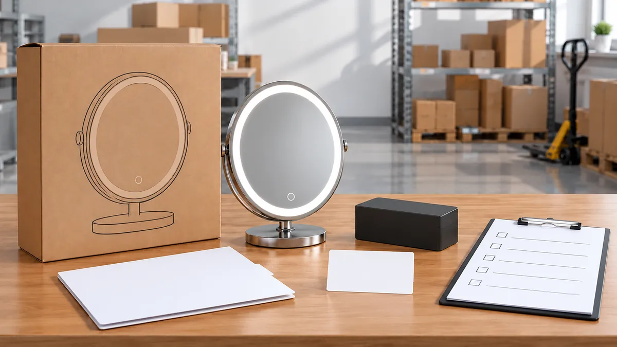 Supplier preparing model-specific mirror and lithium-battery records for review by a freight forwarder