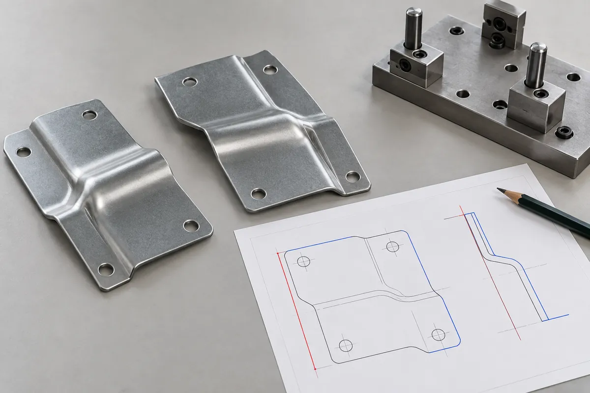 Buyer drawing checklist arrangement for mating metal plates, datum reference edges and inspection setup