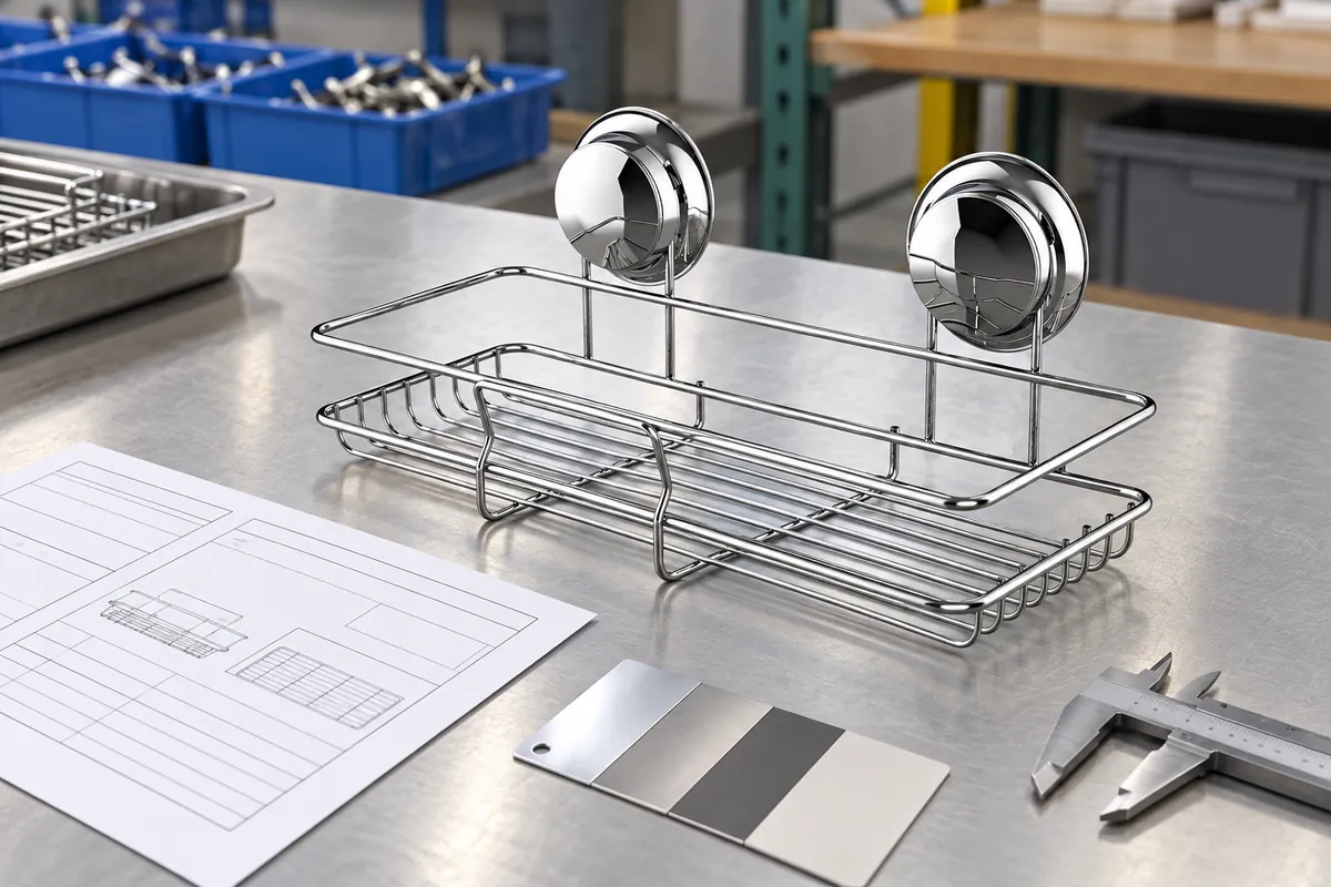 OEM wire-basket sample and blank milestone evidence reviewed on an inspection table