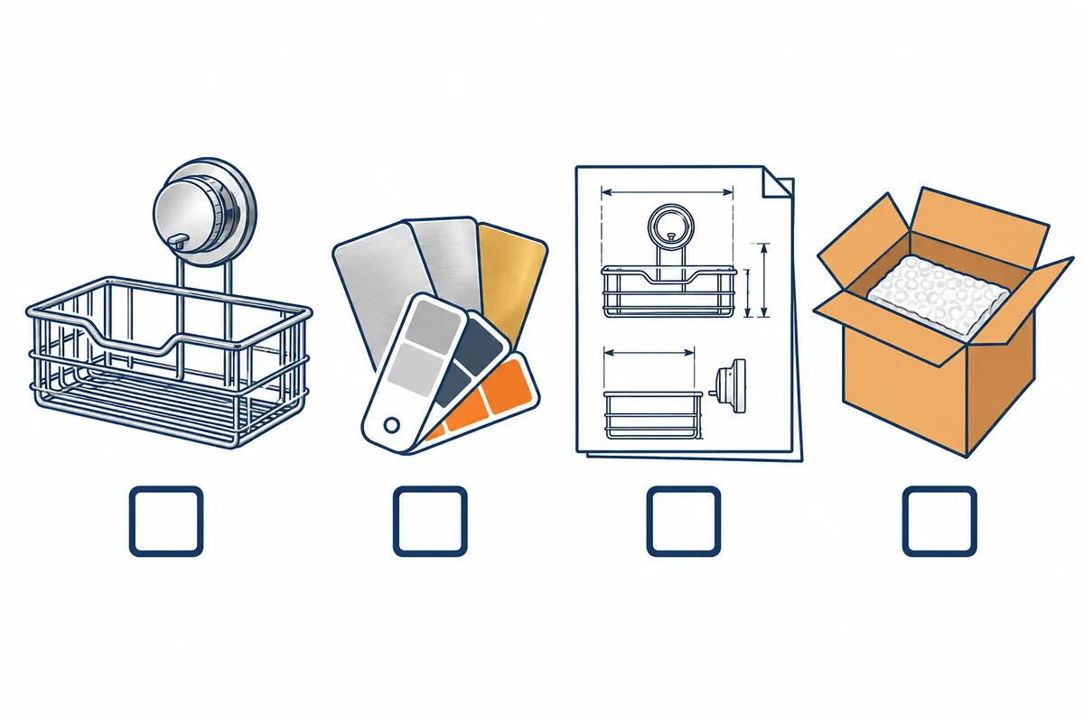 Visual checklist for sample, material, drawing revision, and packaging changes in OEM hardware
