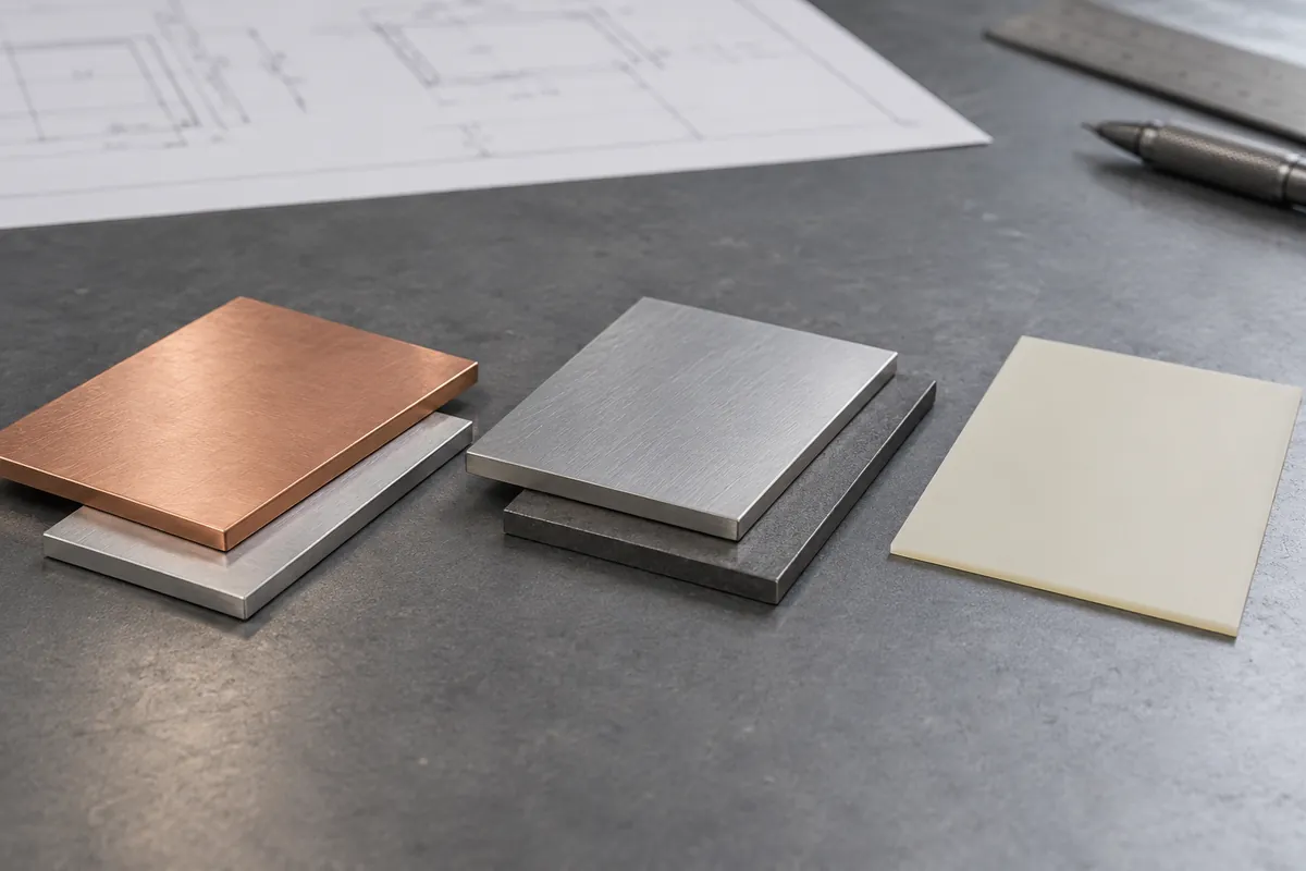 Generic metal coupons arranged for a mixed-metal interface review.