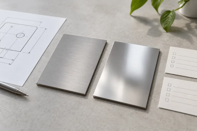 Generic finish coupons arranged for stainless treatment selection.