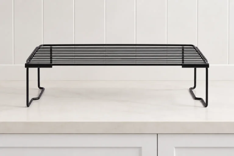 Illustrative powder coated metal shelf based on a Koitor geometry reference