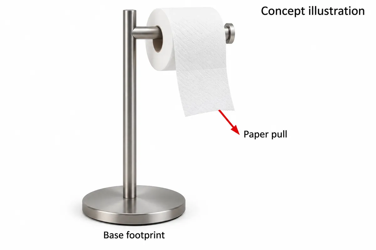 Concept diagram of full and nearly empty toilet rolls during dispensing