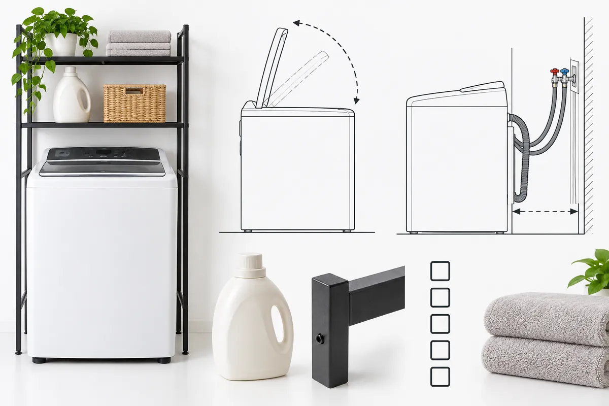 Buyer evidence set for appliance envelope, lid travel and service access