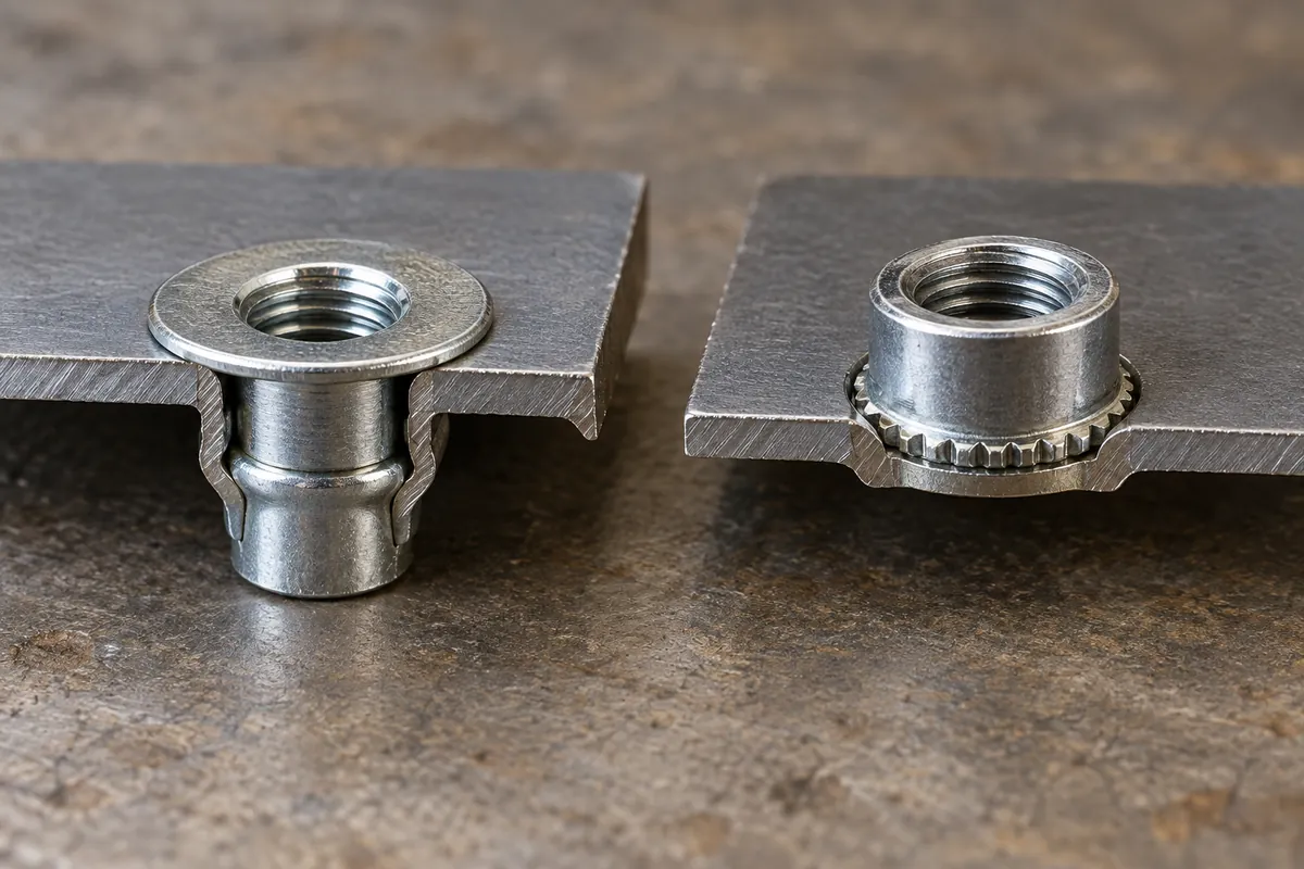 Sample comparison of rivet nut and self-clinching nut sheet interfaces