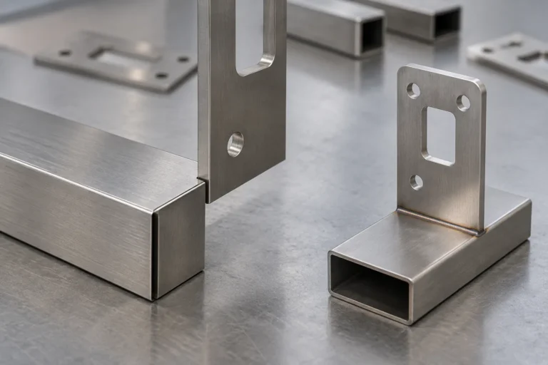 Conceptual thin stainless bracket prepared for a weld fit-up review