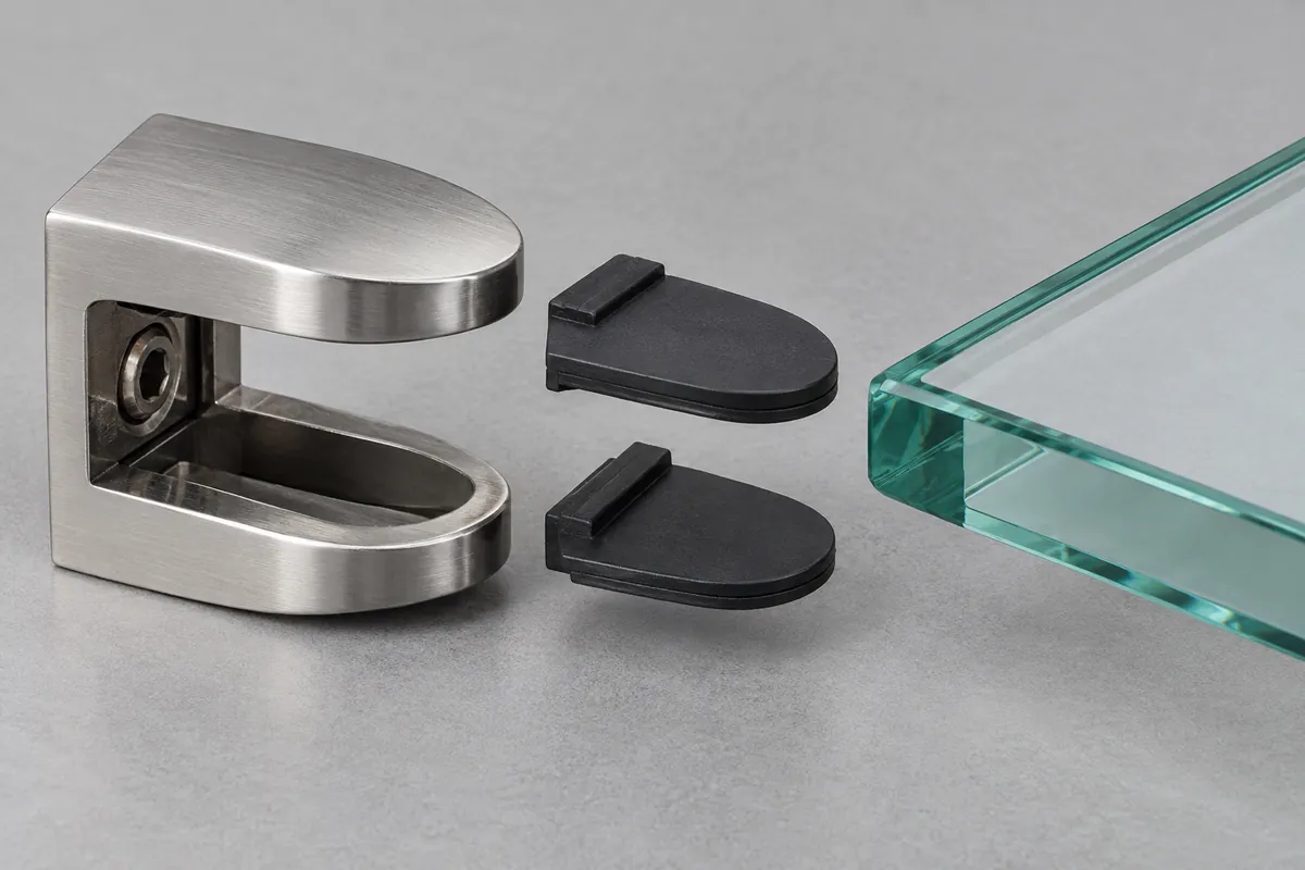 Glass shelf clamp and gasket interface for buyer fit review