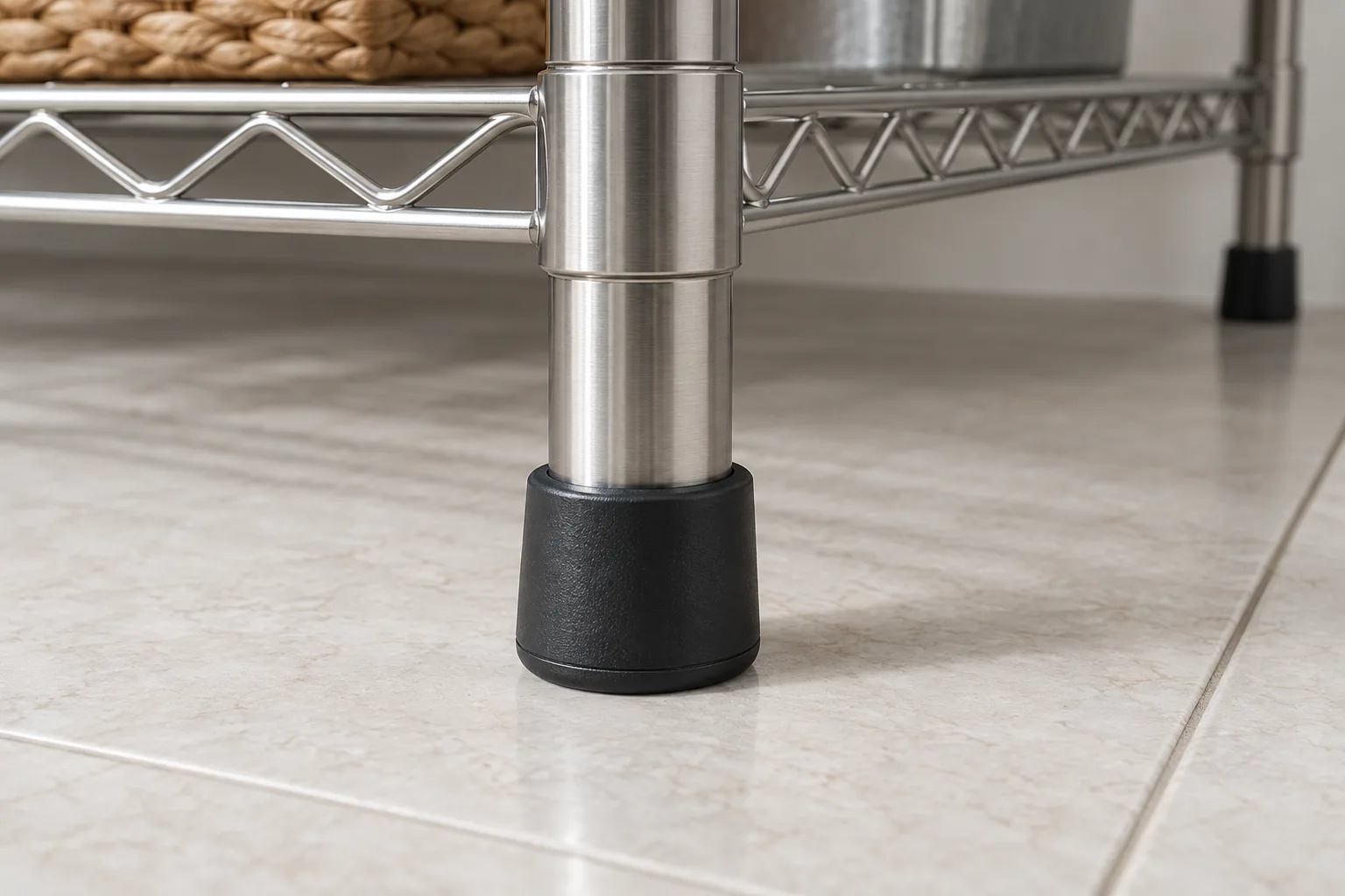 Non staining rubber feet and metal rack contact interface for buyer review