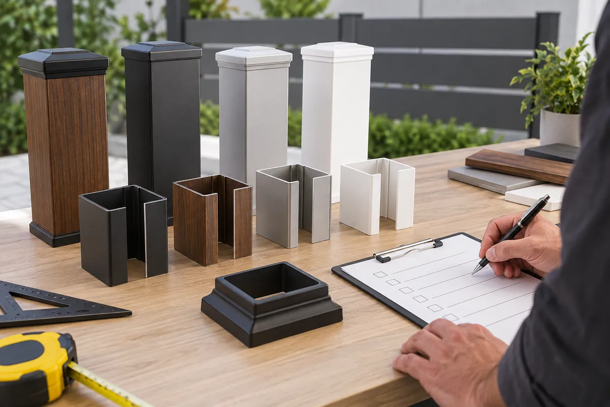 Buyer reviewing wire shelving sleeve and post assembly sample