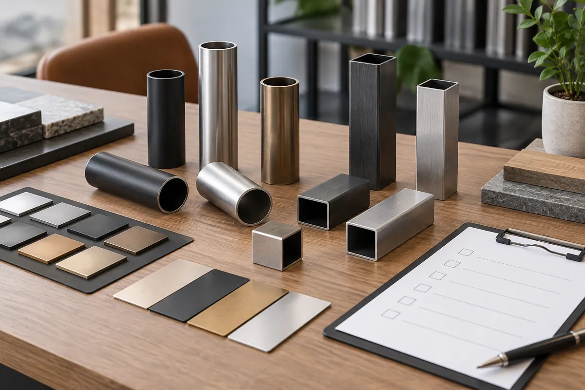 Buyer and supplier reviewing a powder-coated tubular frame sample