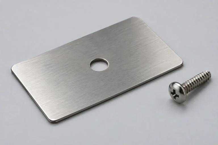 Punched metal mounting plate showing hole edge condition for buyer review