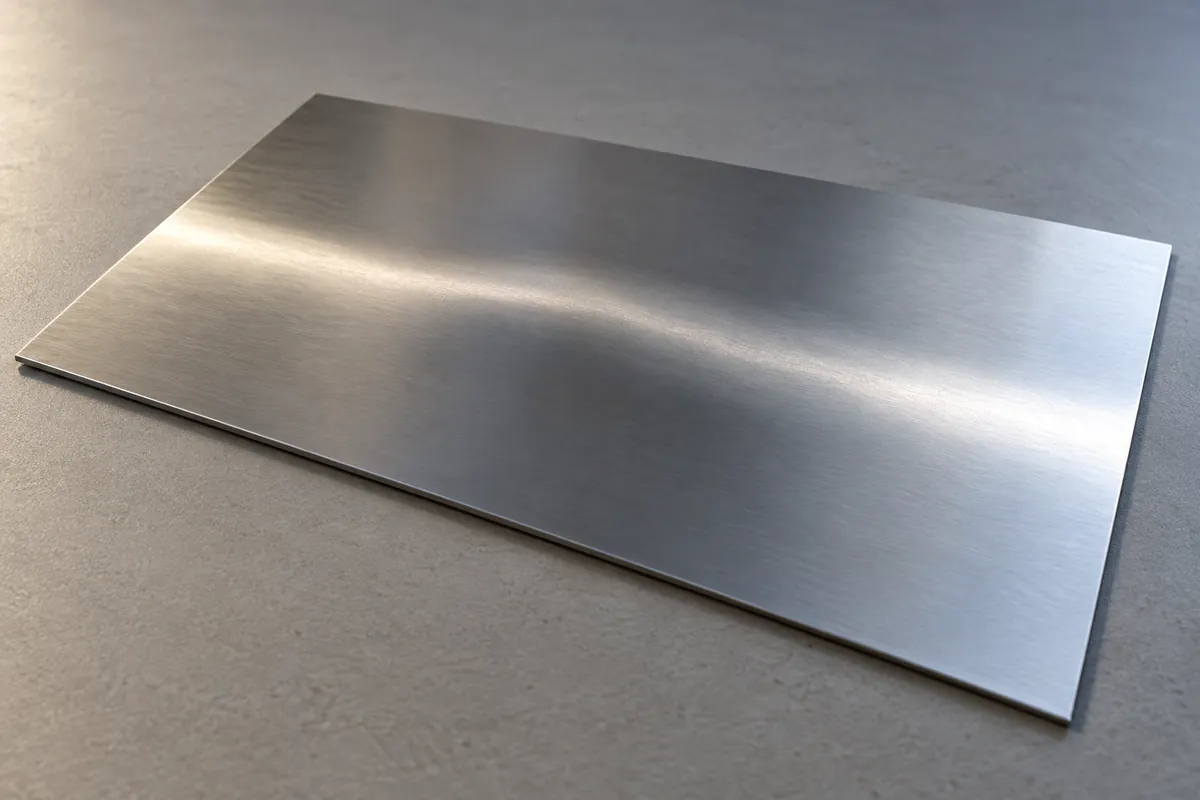 Plain sheet-metal coupon shown under neutral inspection lighting for consistent flatness review