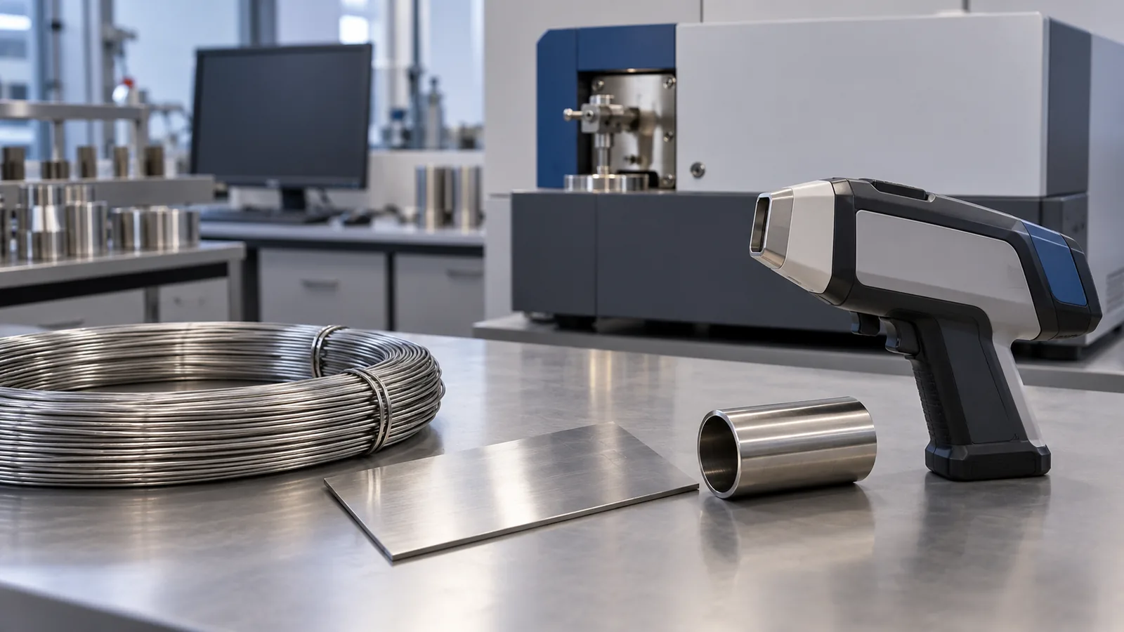 Conceptual stainless sample and analytical method review for supplier-quality verification.