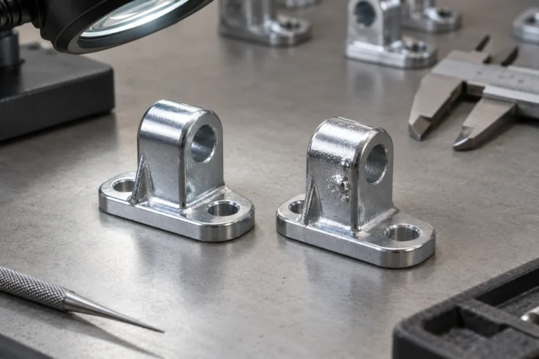 Conceptual surface review of plated metal samples for substrate and finish investigation.