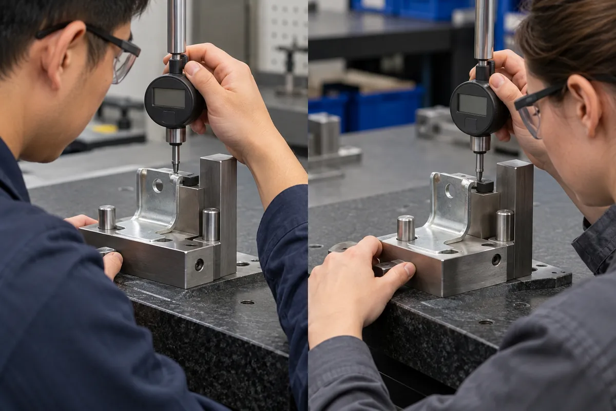 Close-up illustrating a sample review point for gage r&r metal parts inspection for oem buyers.