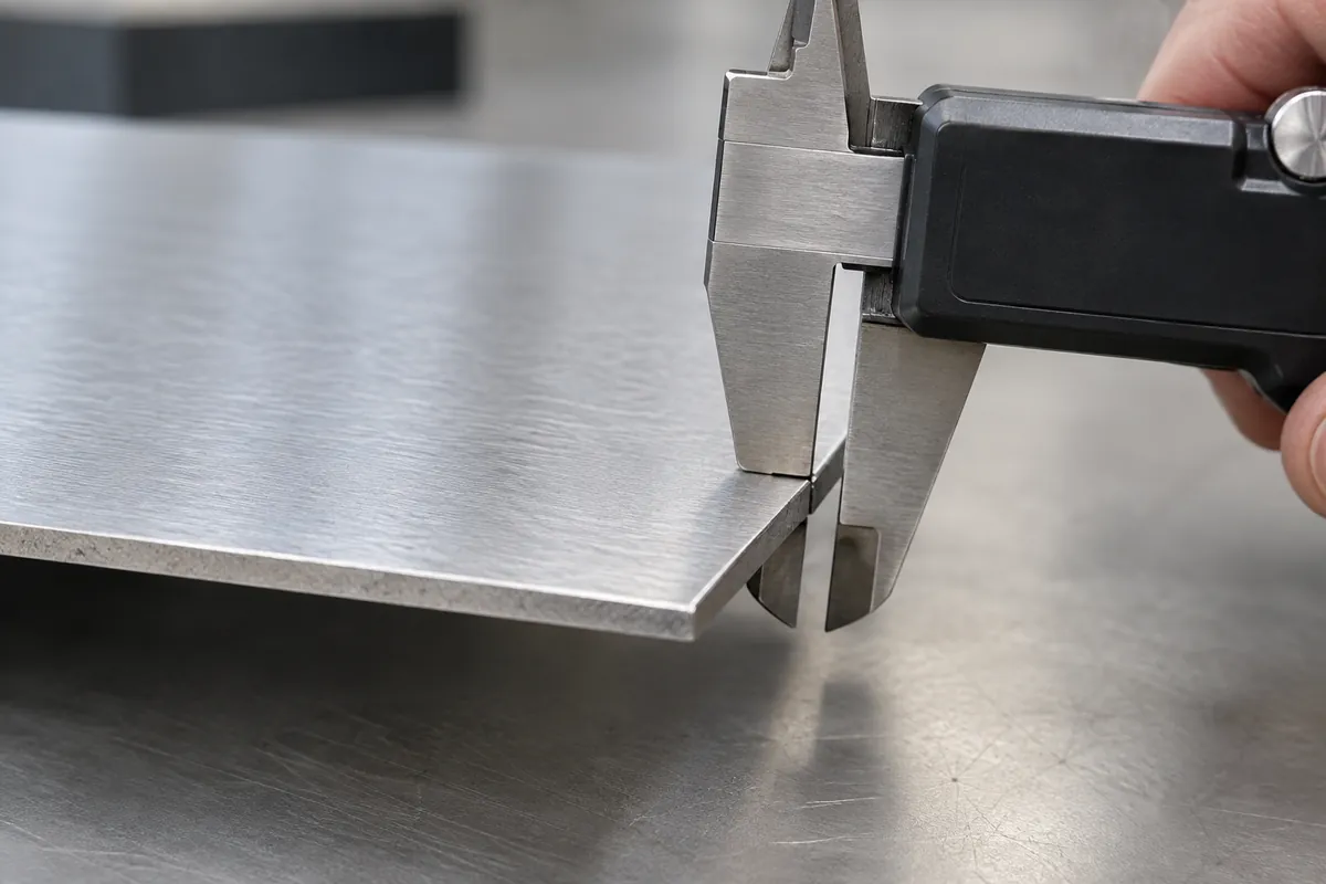 Close-up illustrating a sample review point for sheet metal gauge vs thickness specification for oem buyers.